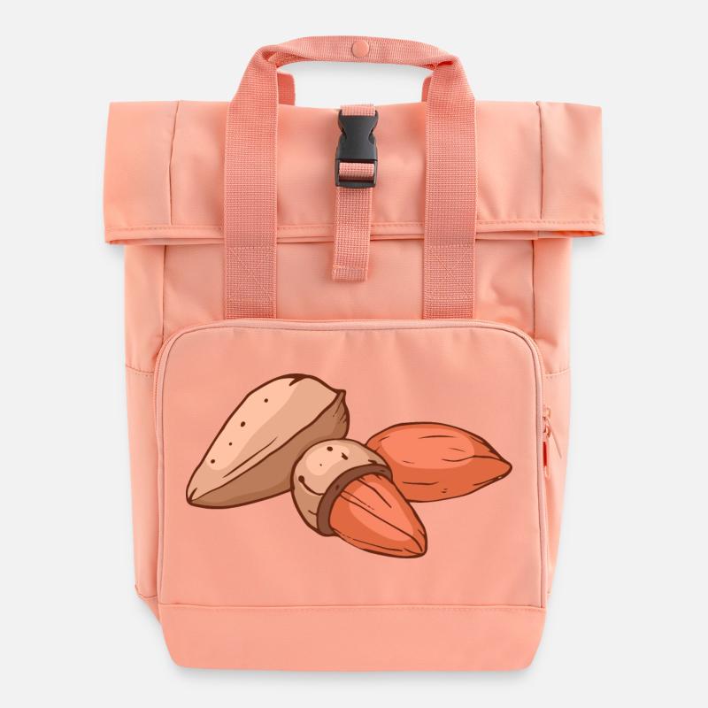 Almond tree almonds - Roll Top Backpack with Two Handles - chintz rose