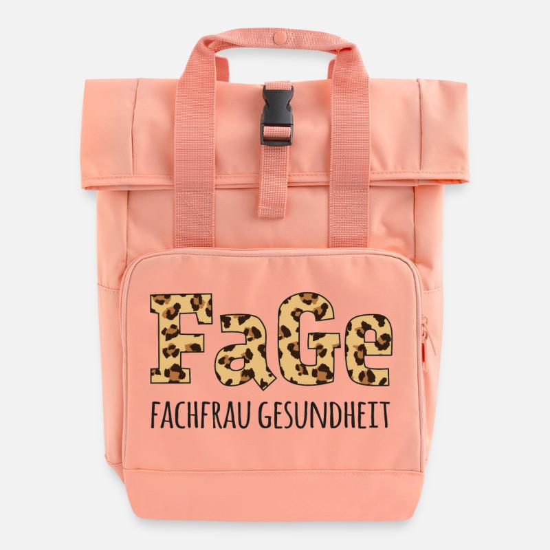 FaGe Fachfrau Gesundheit Design Leopardenmuster - Rolltop Rucksack mit zwei Griffen - Chintzrosa