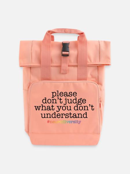 Neurodiversität - Rolltop Rucksack mit zwei Griffen - Chintzrosa