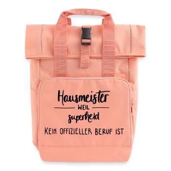 Hausmeister - Superheld! - Rolltop Rucksack mit zwei Griffen - Chintzrosa - Vorne