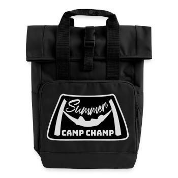 Summer Camp Champ Fun Kids Outdoor Adventure - Roll Top Backpack with Two Handles - black - Front