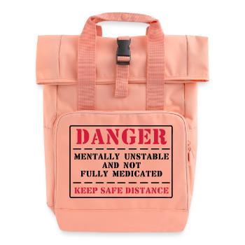 danger - Roll Top Backpack with Two Handles - chintz rose - Front
