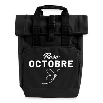 Pink October Breast Cancer Month - Roll Top Backpack with Two Handles - black - Front