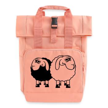 2 Sheep Look Skeptical Offended Friends Team - Roll Top Backpack with Two Handles - chintz rose - Front