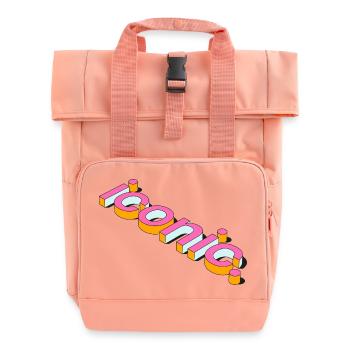 Iconic Retro 3D Typography Design - Roll Top Backpack with Two Handles - chintz rose - Front