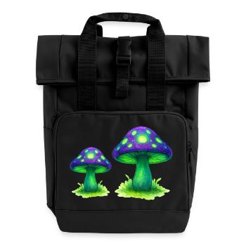 NeonWaldpilze Farbkunst - Rolltop Rucksack mit zwei Griffen - Schwarz - Vorne