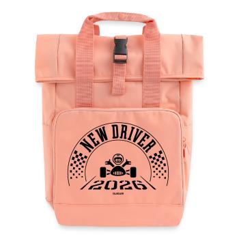 New Driver 2026 (Driving Licence / Black) - Roll Top Backpack with Two Handles - chintz rose - Front