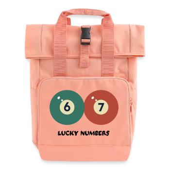 67 Lucky Numbers - Pool Billiards Vintage Design - Roll Top Backpack with Two Handles - chintz rose - Front