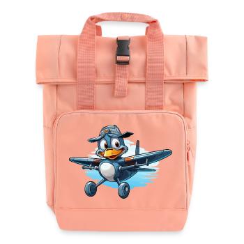 Pinguin Pilot im Luftflugzeug - Rolltop Rucksack mit zwei Griffen - Chintzrosa - Vorne