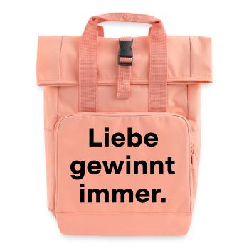Liebe gewinnt immer Spruch Statement - Rolltop Rucksack mit zwei Griffen - Chintzrosa - Vorne