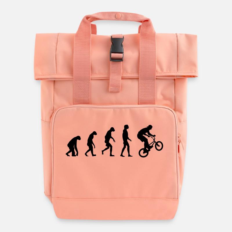 Evolution of BMX - Roll Top Backpack with Two Handles - chintz rose