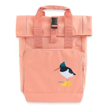 Austernfischer mit Gummistiefeln moin - Rolltop Rucksack mit zwei Griffen - Chintzrosa - Vorne
