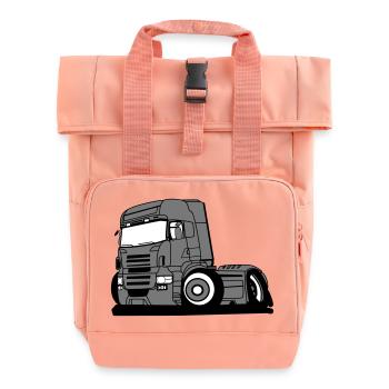 LKW Laster Fahrzeug Berufskraftfahrer - Rolltop Rucksack mit zwei Griffen - Chintzrosa - Vorne