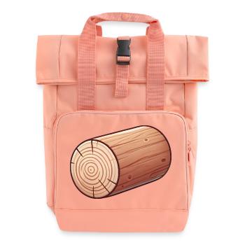 Rustikale Holzblock-Illustration - Rolltop Rucksack mit zwei Griffen - Chintzrosa - Vorne