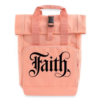 Faith - Stoic Roman Design - Roll Top Backpack with Two Handles - chintz rose - Front