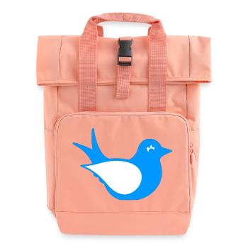 Bird silhouette sitting, animal motif - Roll Top Backpack with Two Handles - chintz rose - Front