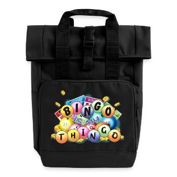 Bingo Is My Thingo Lucky Game Night Player Design - Rolltop Rucksack mit zwei Griffen - Schwarz - Vorne