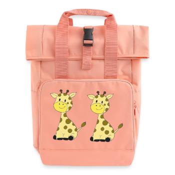 Amitié avec les girafes doubles - Sac à dos Roll Top à deux anses - rose liberty - Devant