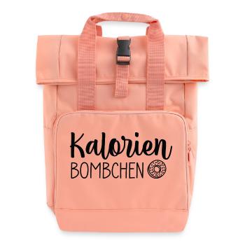 Kalorien Bömbchen 🍩💣 - Rolltop Rucksack mit zwei Griffen - Chintzrosa - Vorne