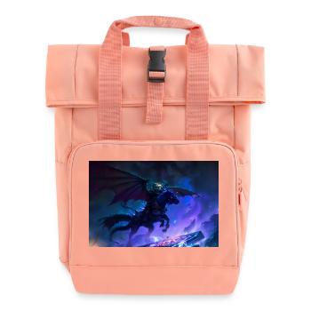 Night Rider- Black Pegasus - Roll Top Backpack with Two Handles - chintz rose - Front