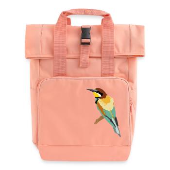 Bee-eater illustration - Roll Top Backpack with Two Handles - chintz rose - Front