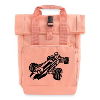 Race Car / Race Car 02_black - Roll Top Backpack with Two Handles - chintz rose - Front