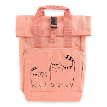 Cats Family Cat Kitten - Roll Top Backpack with Two Handles - chintz rose - Front