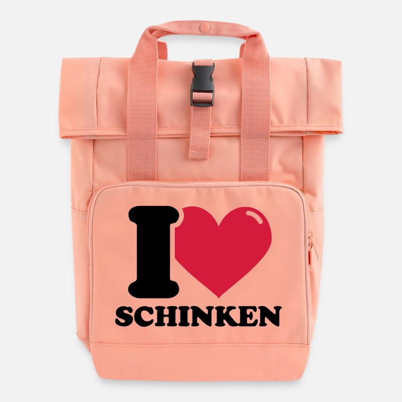 I love Schinken - Rolltop Rucksack mit zwei Griffen - Chintzrosa