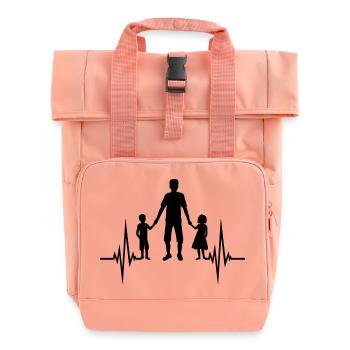 Mädchen Junge Papa Puls - Rolltop Rucksack mit zwei Griffen - Chintzrosa - Vorne