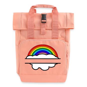 Rainbow cloud name banner - Roll Top Backpack with Two Handles - chintz rose - Front