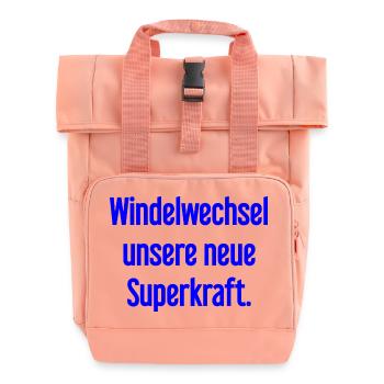 Changement de couche – notre nouveau superpouvoir - Sac à dos Roll Top à deux anses - rose liberty - Devant