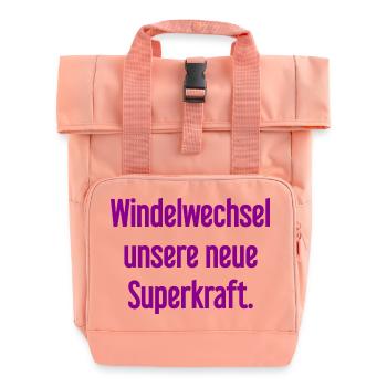 Windelwechsel – unsere neue Superkraft - Rolltop Rucksack mit zwei Griffen - Chintzrosa - Vorne