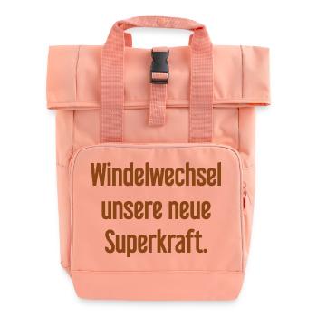 Changement de couche – notre nouveau superpouvoir - Sac à dos Roll Top à deux anses - rose liberty - Devant