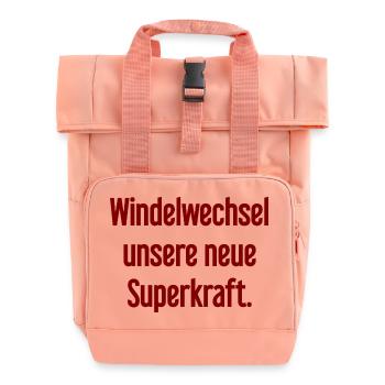 Windelwechsel – unsere neue Superkraft - Rolltop Rucksack mit zwei Griffen - Chintzrosa - Vorne