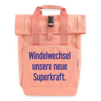 Windelwechsel – unsere neue Superkraft - Rolltop Rucksack mit zwei Griffen - Chintzrosa - Vorne