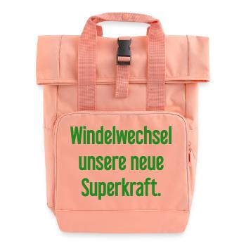 Changement de couche – notre nouveau superpouvoir - Sac à dos Roll Top à deux anses - rose liberty - Devant
