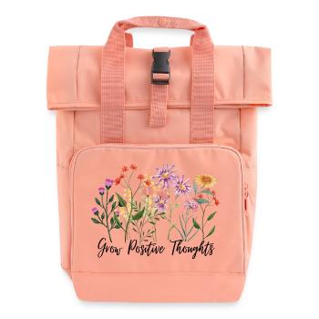 Grow Positive Thoughts - Roll Top Backpack with Two Handles - chintz rose - Front