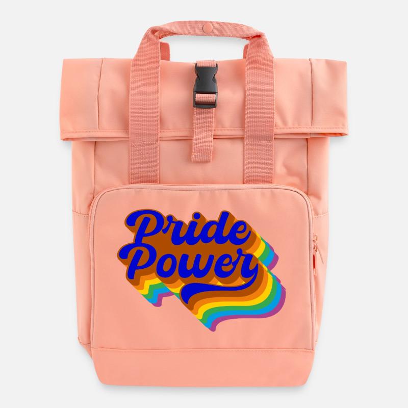 Pride Power LGBTQ+ Pride & Diversity - Roll Top Backpack with Two Handles - chintz rose