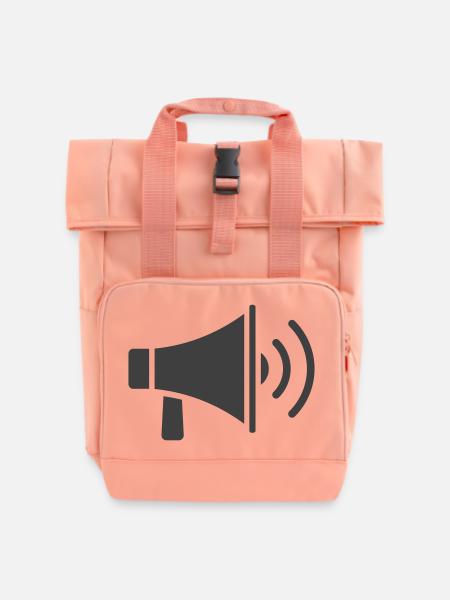 Megaphon-Icon-Design - Rolltop Rucksack mit zwei Griffen - Chintzrosa