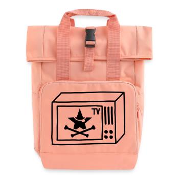 Piraten TV – Freies Fernsehen & Punk Style - Rolltop Rucksack mit zwei Griffen - Chintzrosa - Vorne
