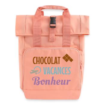 Chocolate Holiday Happiness - Roll Top Backpack with Two Handles - chintz rose - Front