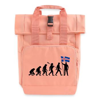 Island - Evolution - Flagge - Nation - Rolltop Rucksack mit zwei Griffen - Chintzrosa - Vorne
