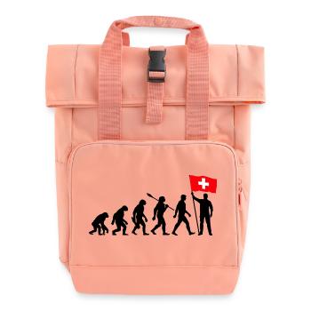 Schweiz - Evolution - Flagge - Nation - Rolltop Rucksack mit zwei Griffen - Chintzrosa - Vorne