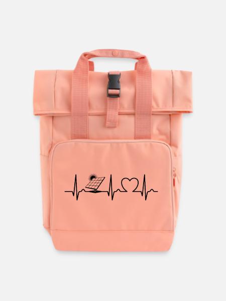 Photovoltaik - Solarenergie - EKG Kurve - Puls - Rolltop Rucksack mit zwei Griffen - Chintzrosa