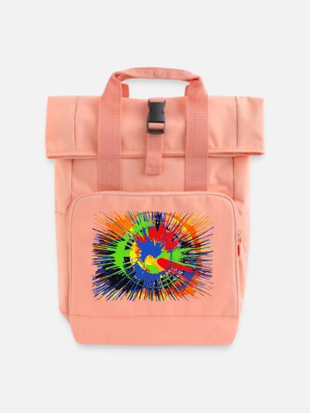 Farbkleckse - Rolltop Rucksack mit zwei Griffen - Chintzrosa