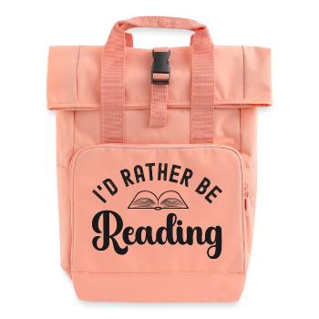 Lesen Bücherwurm Leseratte - Rolltop Rucksack mit zwei Griffen - Chintzrosa - Vorne