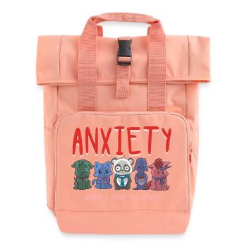 Anxiety Squad Cute Animals Adulting Struggle  - Roll Top Backpack with Two Handles - chintz rose - Front