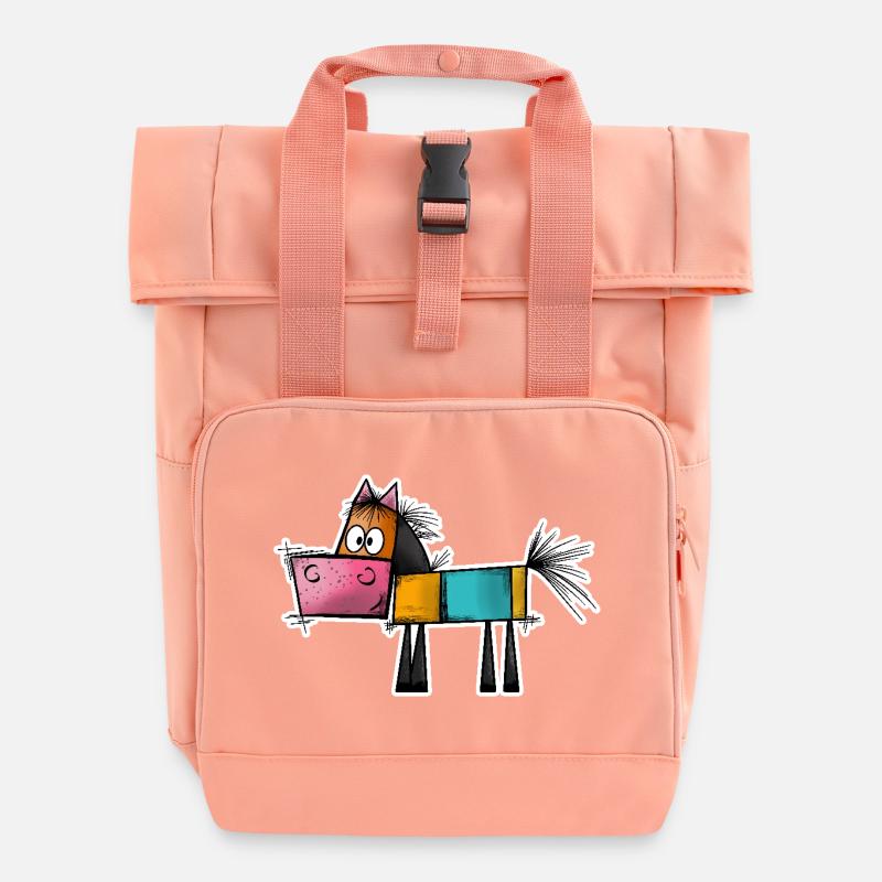 Abstrakte Kunst Pferd - Rolltop Rucksack mit zwei Griffen - Chintzrosa