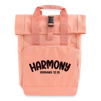 Harmony Red Line Typography - Roll Top Backpack with Two Handles - chintz rose - Front