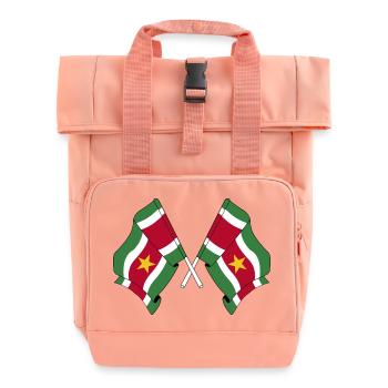 Two flags crossed of Suriname - Roll Top Backpack with Two Handles - chintz rose - Front